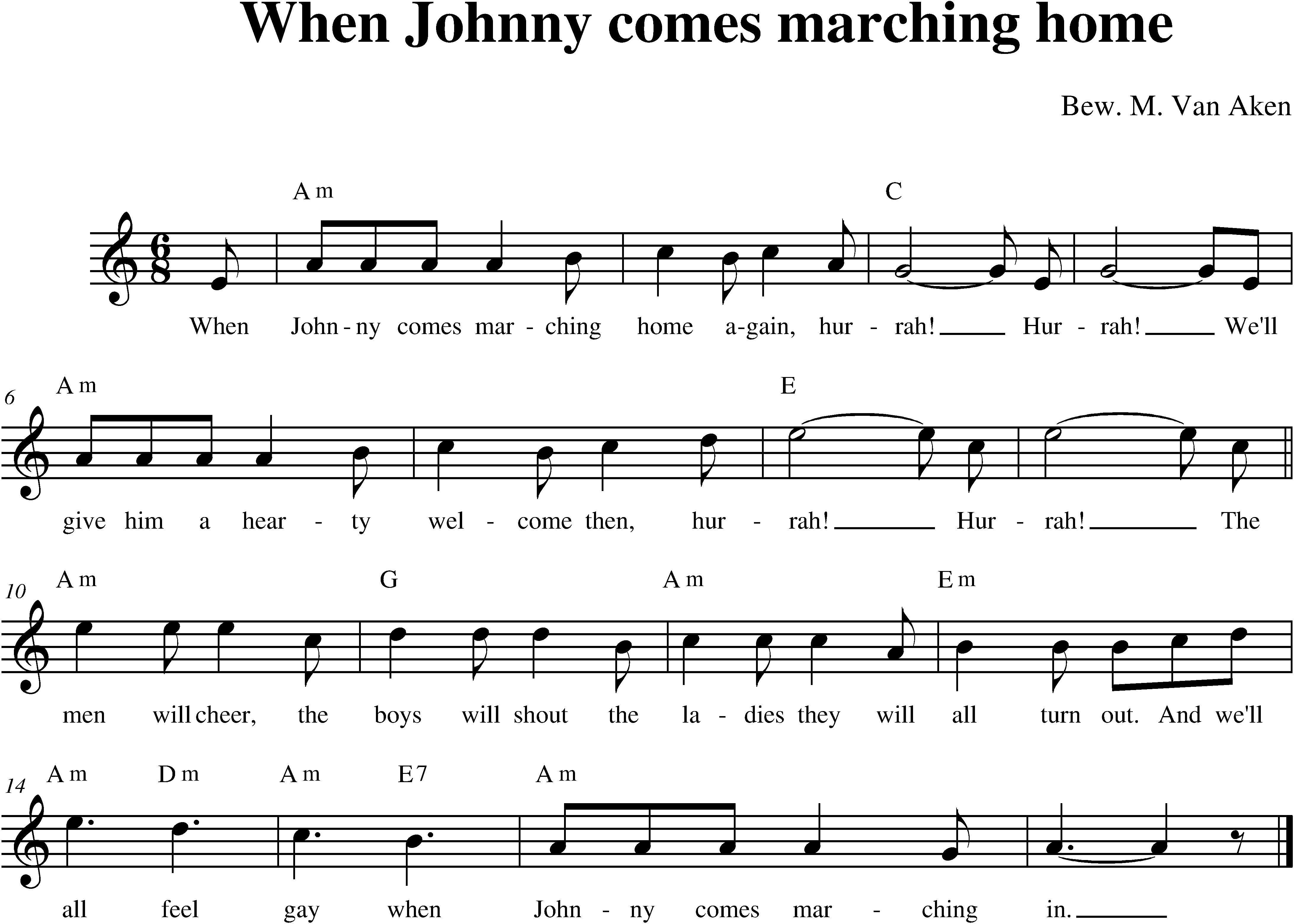 497. When Johnny comes marching home Partituren Studentencodex