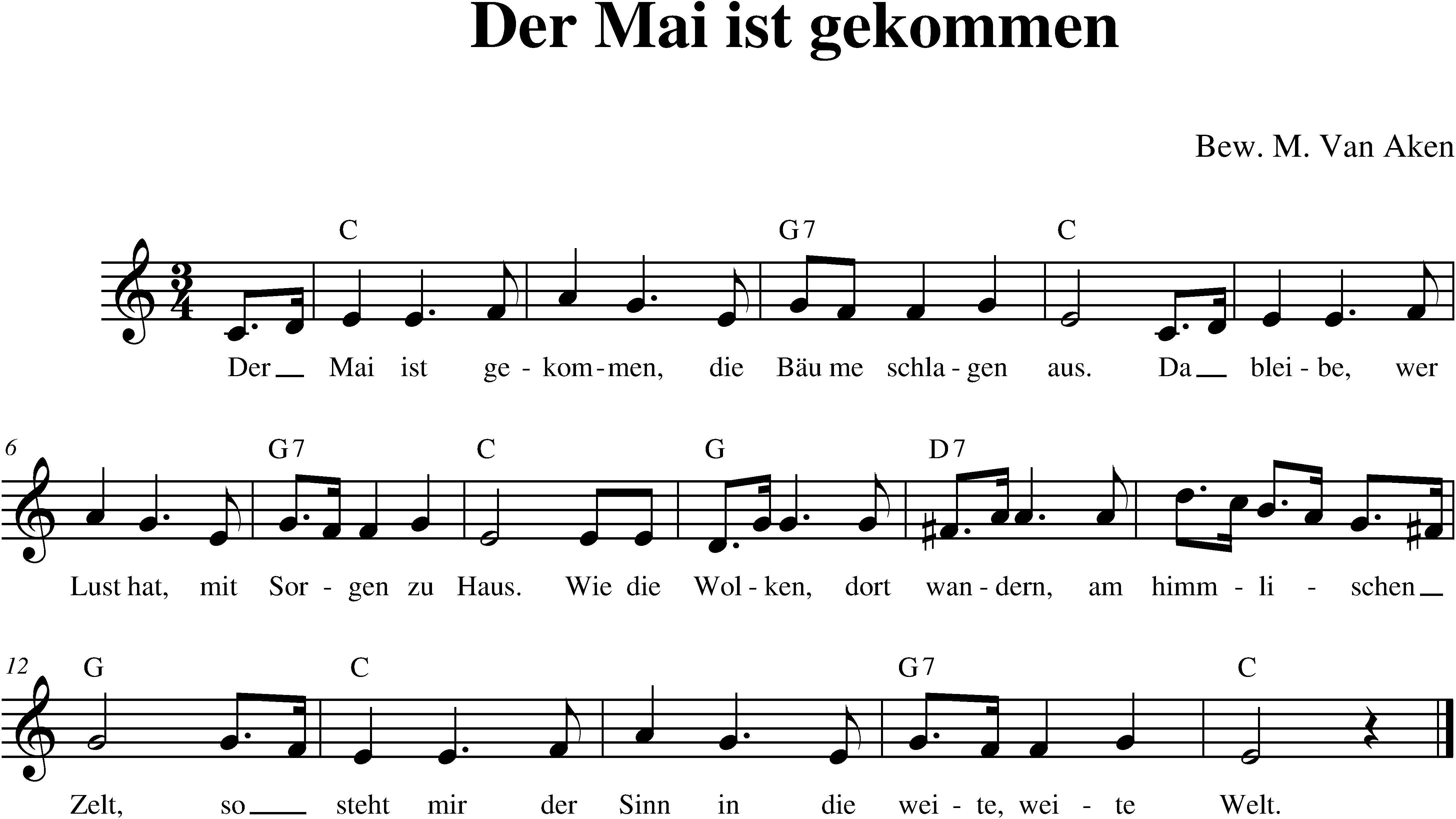 Der Mai ist gekommen - Partituren Studentencodex