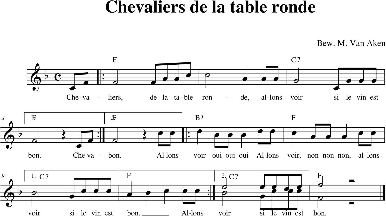 396. Chevaliers de la table ronde - Partituren Studentencodex